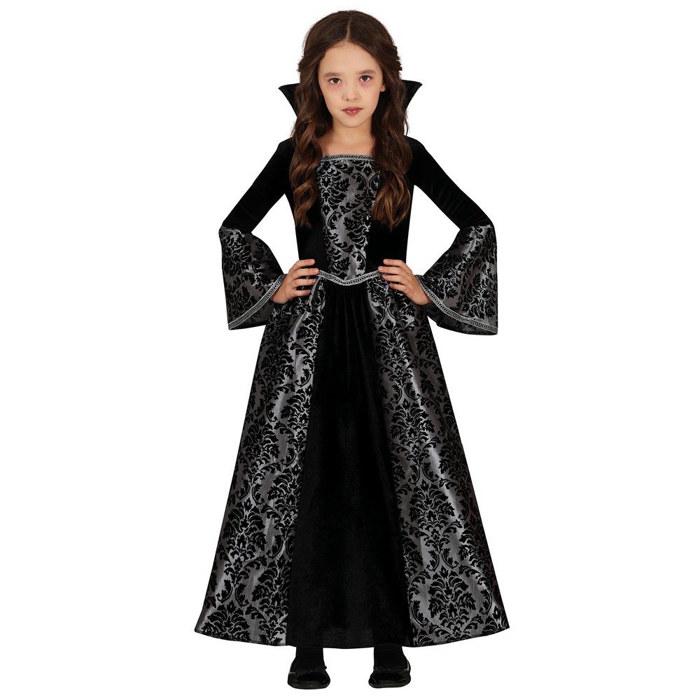 Fekete-Ezüst Vámpír Jelmez Lányoknak Halloweenre, 3 - 4 Év, Fekete, Szürke