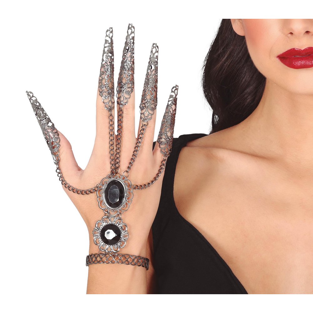 Fekete Fém Körmös Kézfej Kiegészítő Női Vámpír Jelmezhez Halloweenre