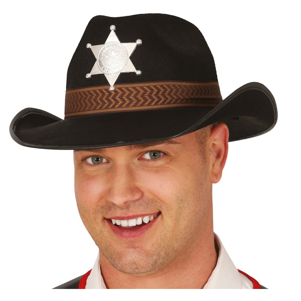 Fekete Filc Cowboy Sheriff Kalap Felnőtteknek