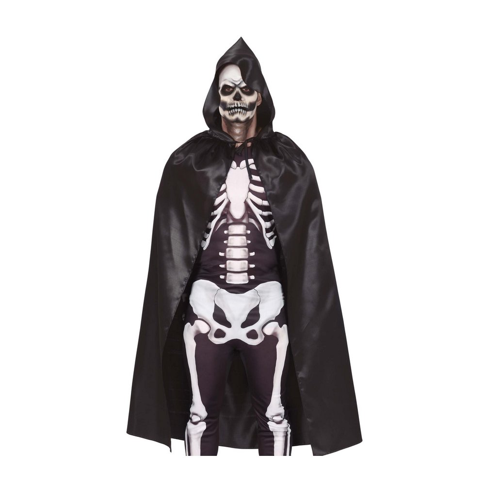 Fekete Kapucnis Köpeny Halloweenre, 120 cm