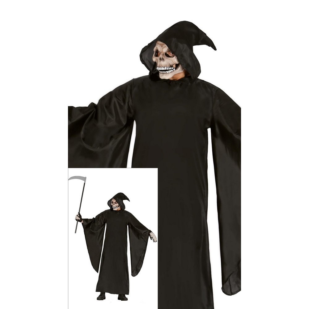 Fekete Kaszás Férfi Jelmez Halloweenre, L (52-54), Fekete