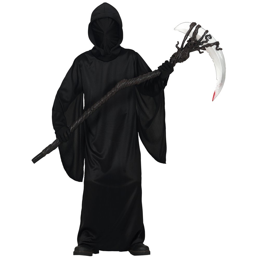 Fekete Kaszás Fiú Jelmez Halloweenre, 5 - 6 Év, Fekete