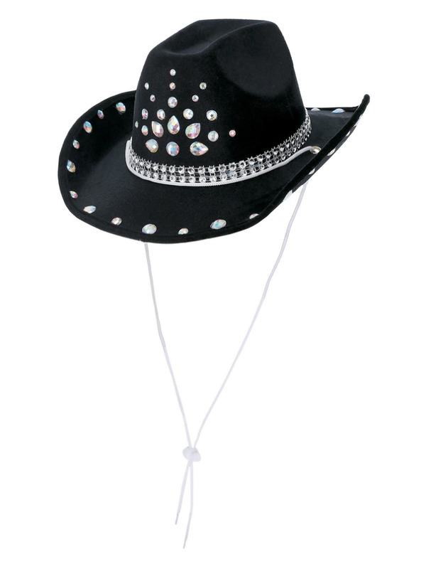 Fekete Kövekkel Díszített Cowboy Kalap