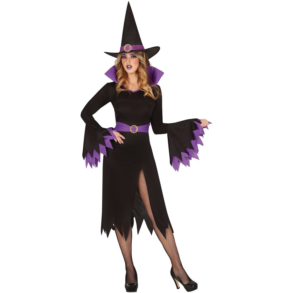 Fekete-Lila Boszorkány Női Jelmez Halloweenre