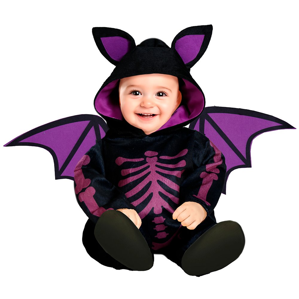 Fekete-Lila Csontvázas Denevér Csecsemő Jelmez Halloweenre, 12 - 18 Hónap