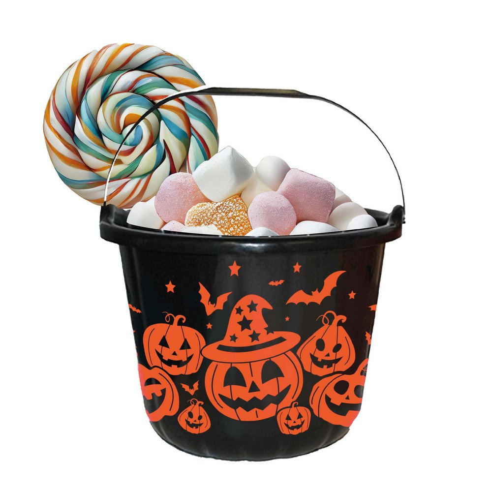 Fekete-Narancs Halloween Vödör Édességgyűjtésre