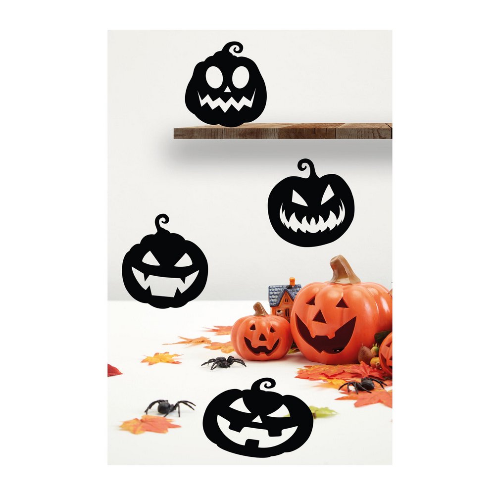 Fekete Papír Tök Sziluett Dekoráció Halloweenre, 4 db