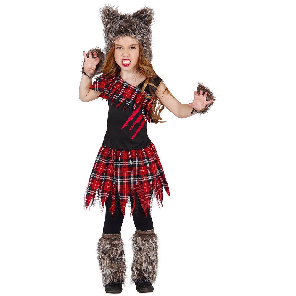 Fekete-Piros Skót Farkas Lány Jelmez Halloweenre