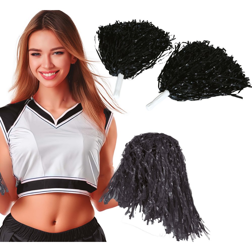Fekete Pompon Szett Női Szurkolóknak, 80 gramm