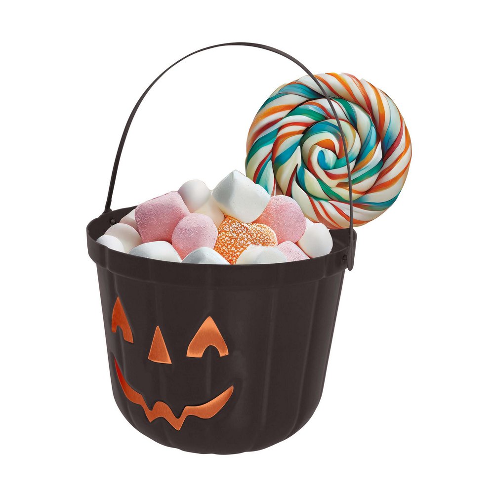 Fekete Tökfej Édességgyűjtő Vödör Halloweenre,  20 cm