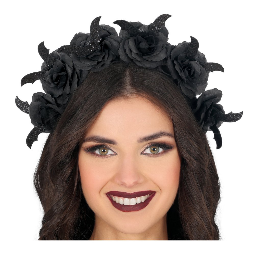 Fekete Virágos Denevéres Fejpánt Nőknek Halloweenre