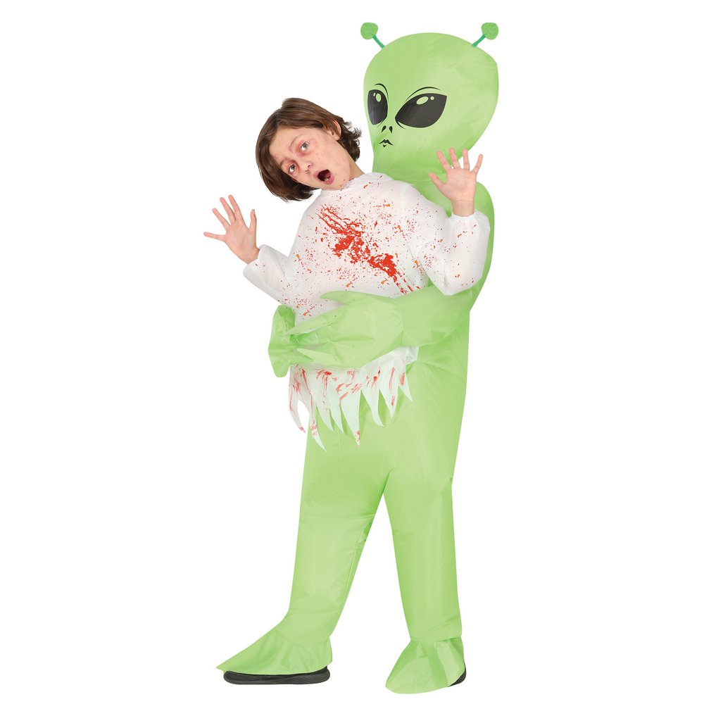 Felfújható Cipelő Idegen Jelmez Gyerekeknek Halloweenre, 7 - 9 Év, Zöld, Fehér