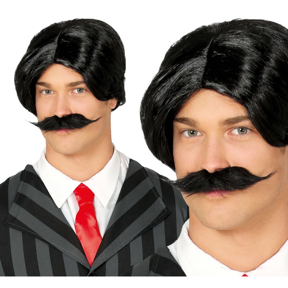 Férfi 19. Századi Úriember Paróka és Bajusz Szett Halloweenre