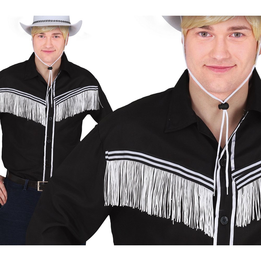 Férfi Cowboy Ing Fekete Rojtokkal