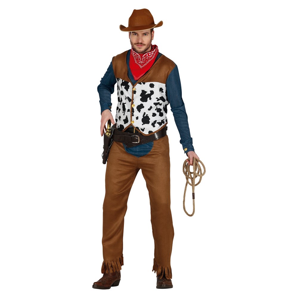 Férfi Cowboy Jelmez Szett, M (48-50), Barna, Kék