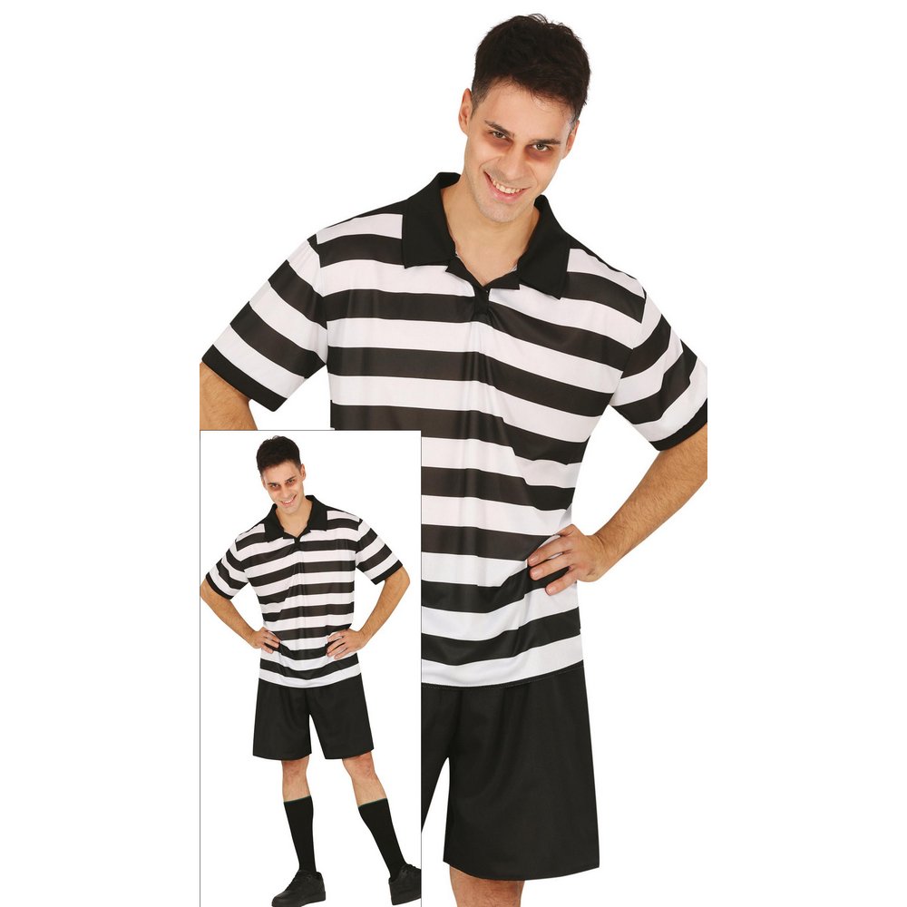 Férfi Csíkos Rab Jelmez Szett Halloweenre
