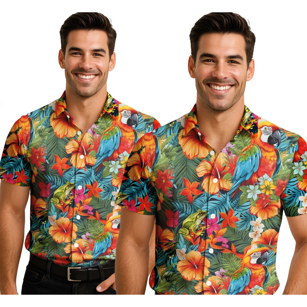 Férfi Hawaii Ing Papagáj és Béka Mintával Nyári Partira