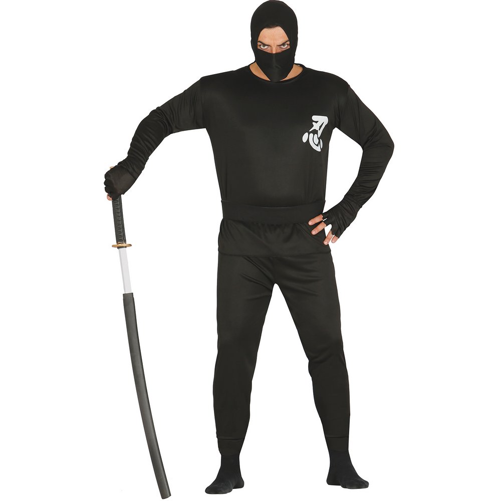Férfi Ninja Jelmez, L (52-54), Fekete