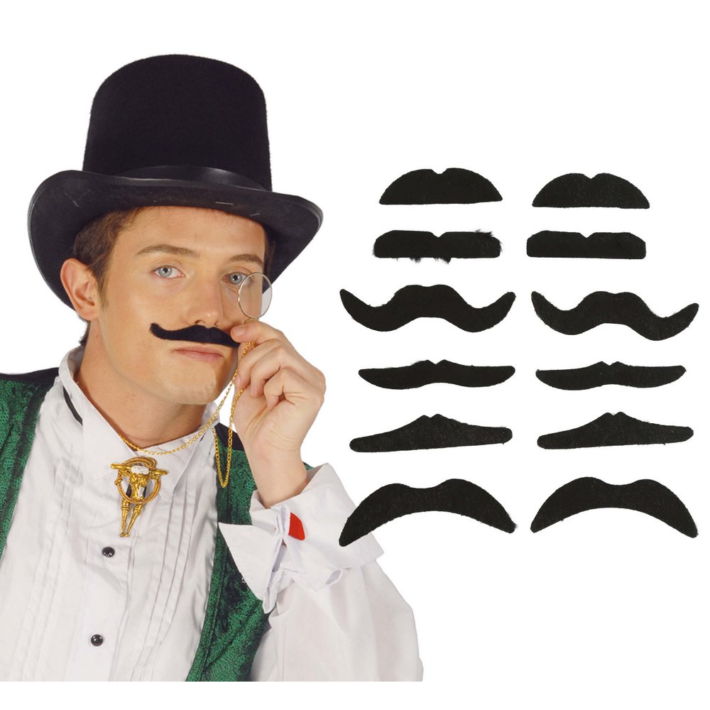 Férfi Öntapadós Bajusz Szett, 12 db