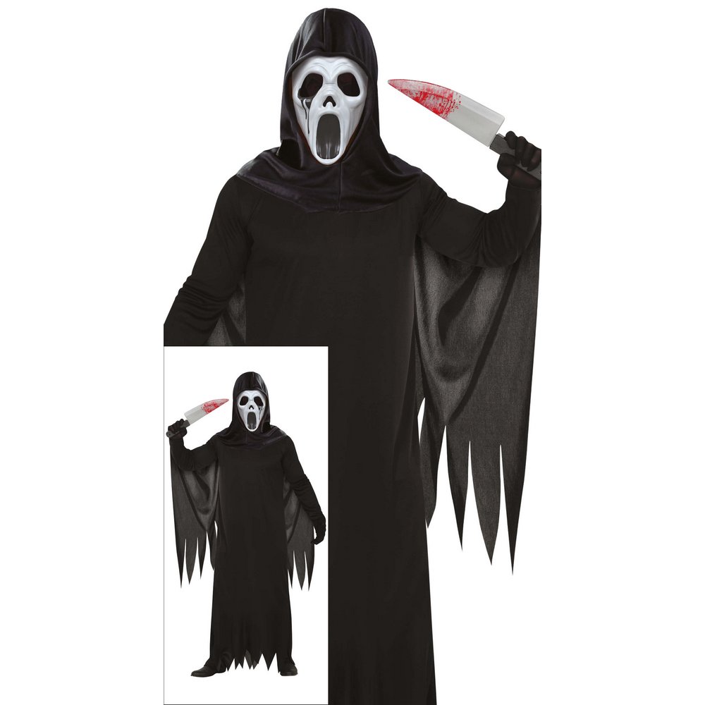 Férfi Szellem Gyilkos Jelmez Halloweenre, L (52-54), Fekete