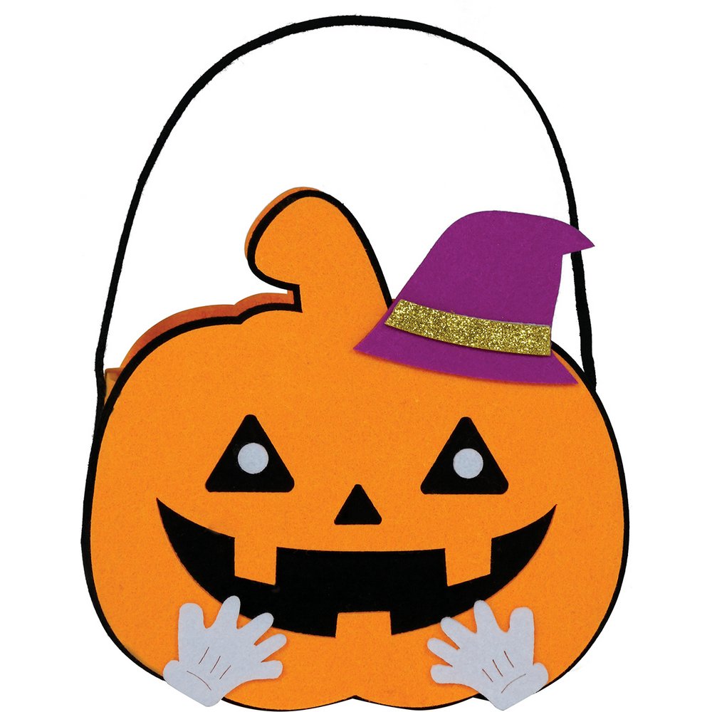 Filc Boszorkány Kalapos Tök Kosár Halloweenre, 16 cm