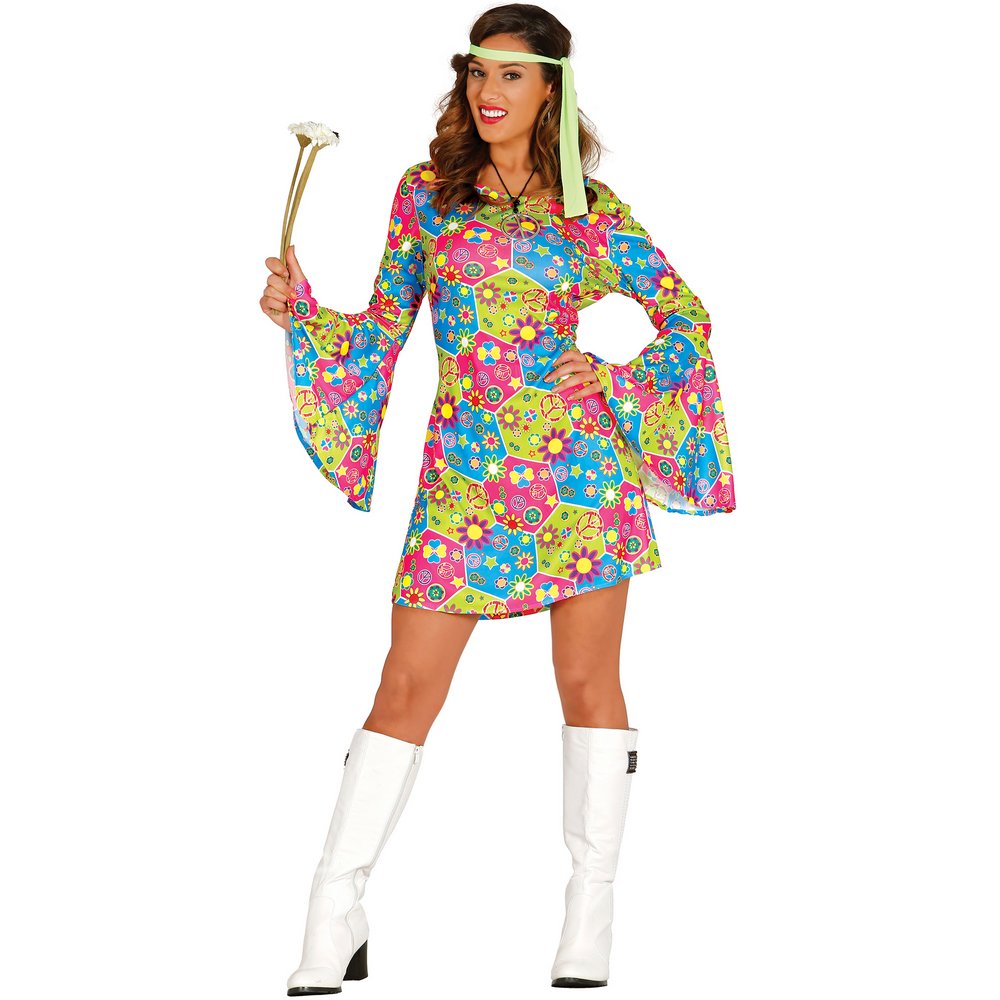 Flower Power Hippie Női Jelmez Szett Fejpánttal