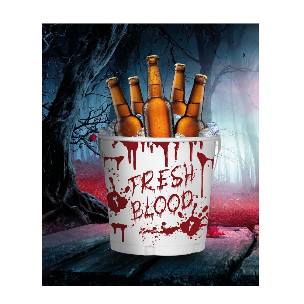 Fresh Blood Fém Vödör Halloweenre, 19x23 cm