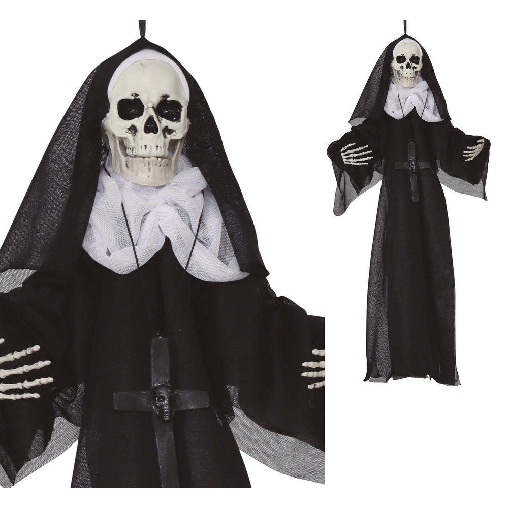 Függő Apáca Csontváz Dekoráció Halloweenre, 50 cm