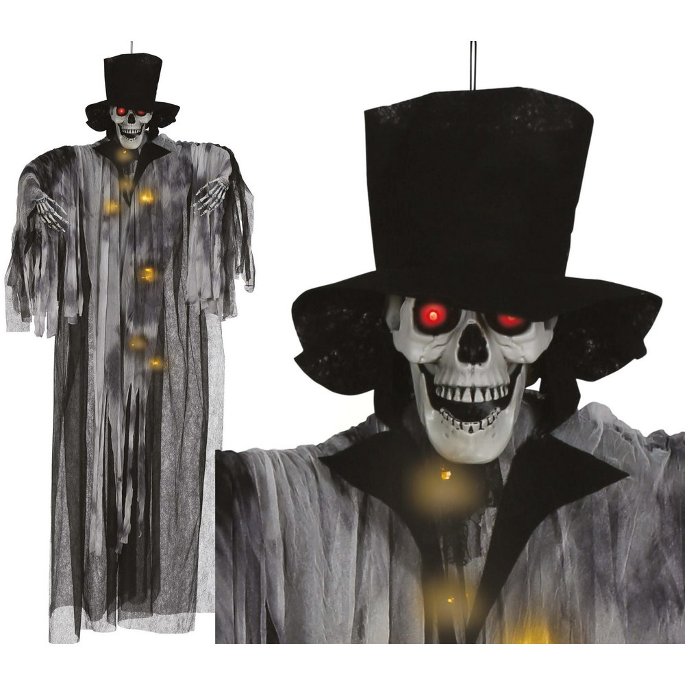 Függő Kísértet Vőlegény Csontváz LED Világítással Halloweenre, 180 cm