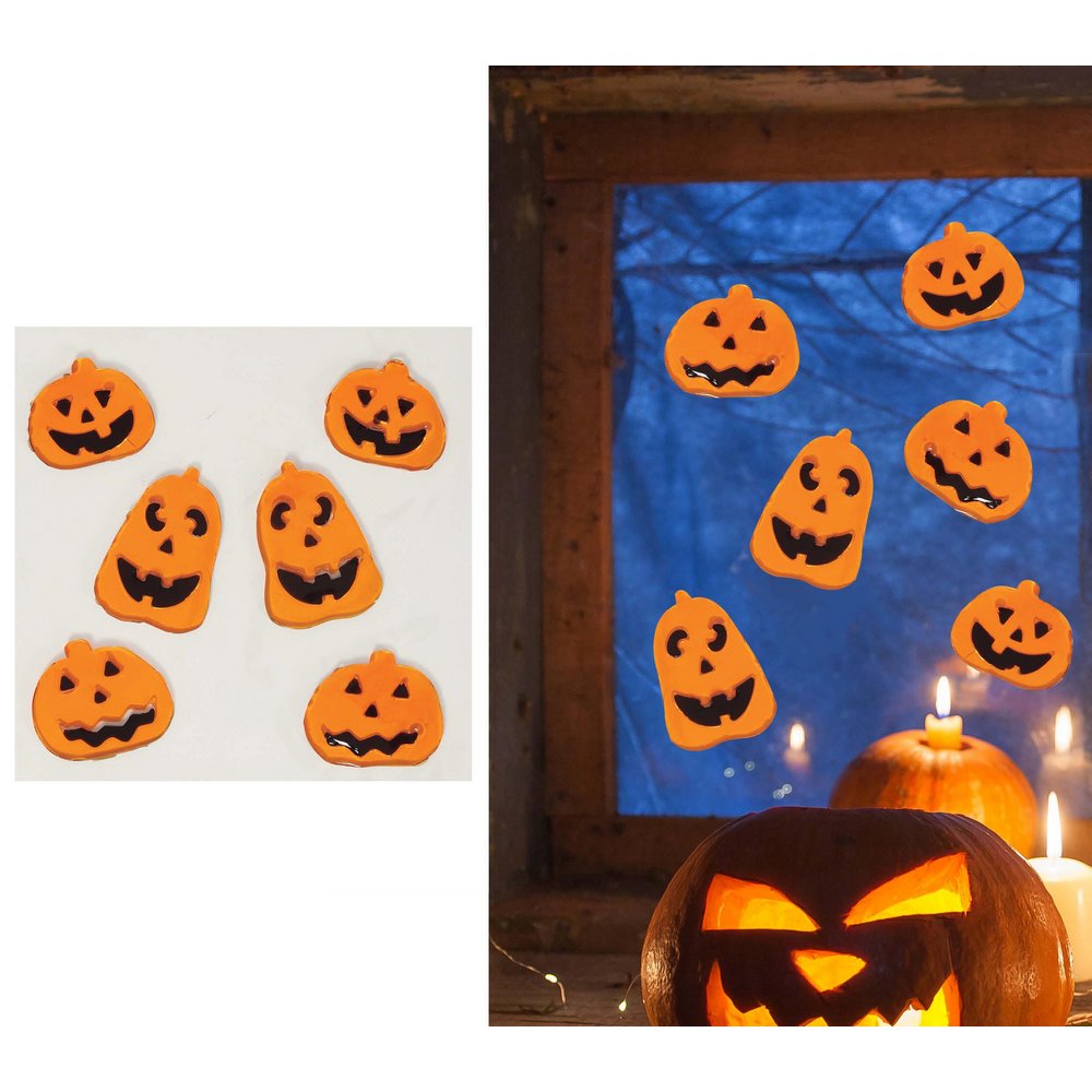 Gél Halloween Tök Dekoráció Ablakra, 20x20 cm