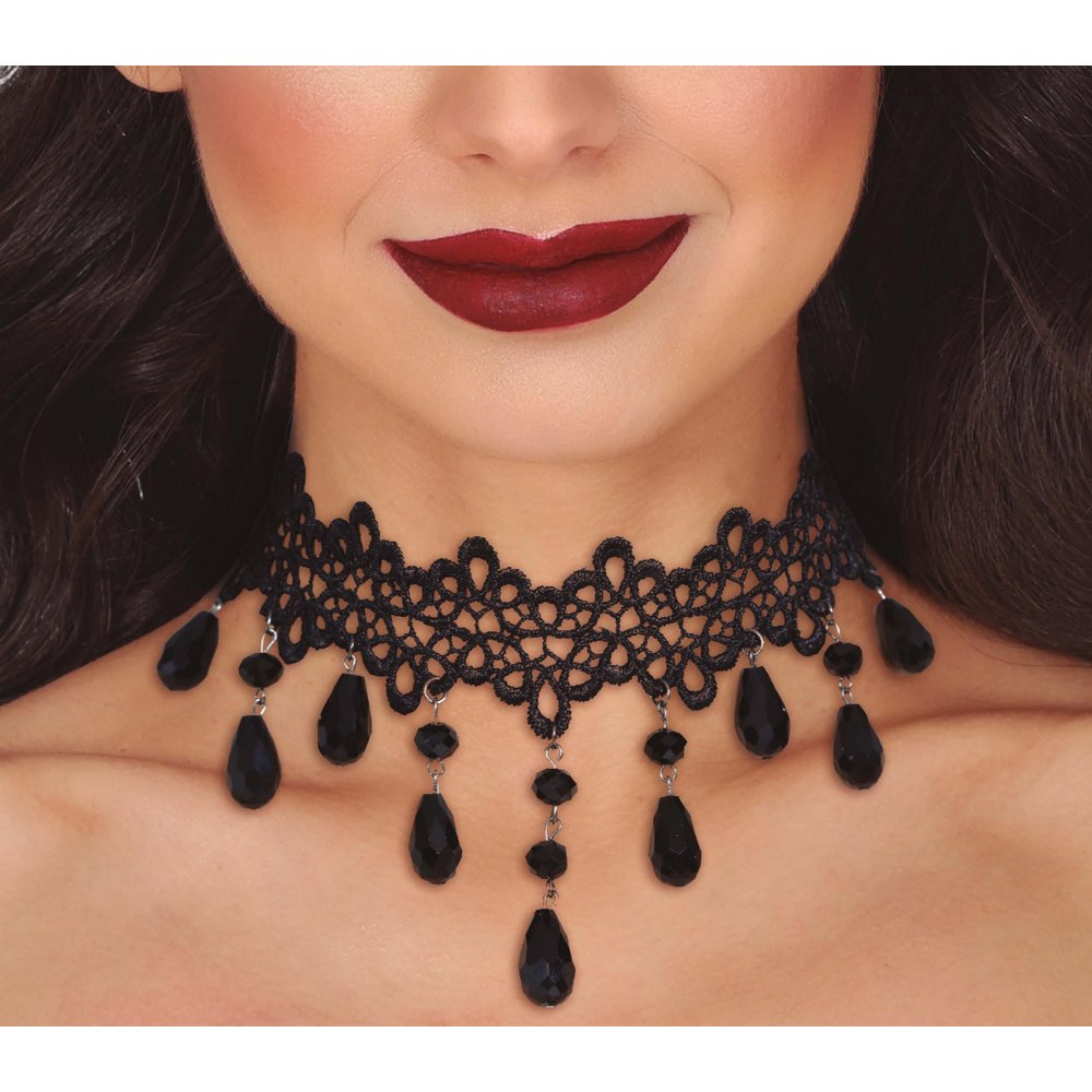 Gótikus Fekete Csipke Choker Nyaklánc Nőknek Halloweenre