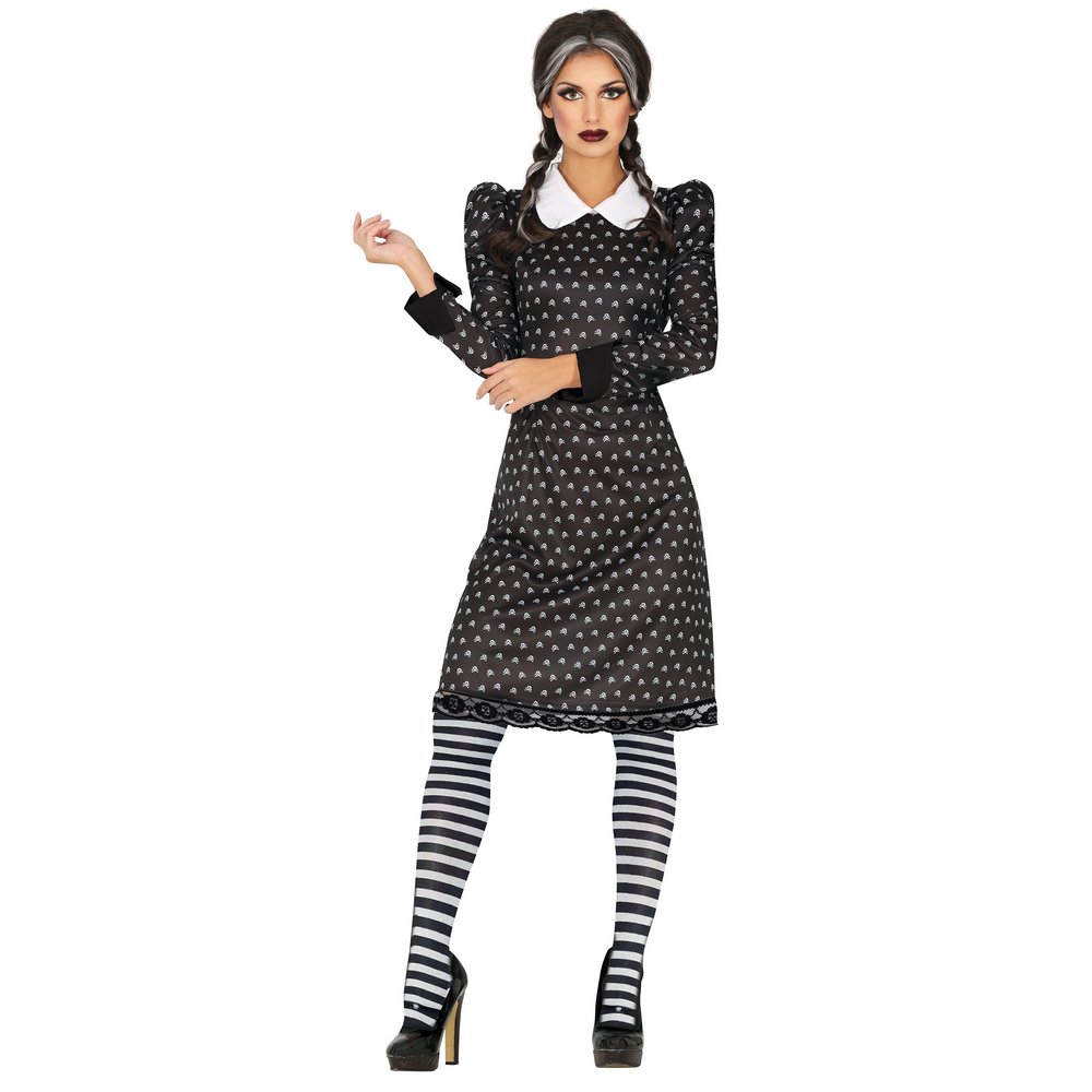 Gótikus Koponyás Lány Jelmez Halloweenre, XL (44-46), Fekete