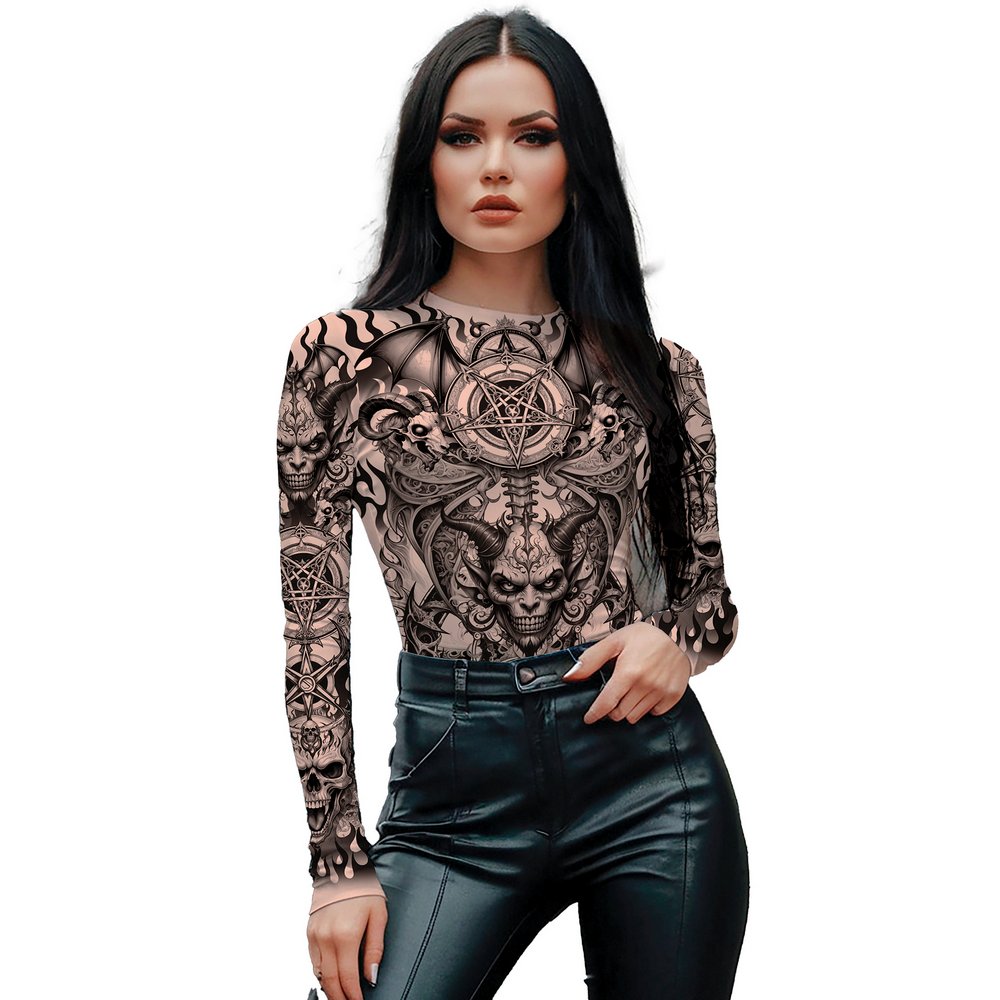 Gótikus Tetoválás Mintás Női Body Halloweenre