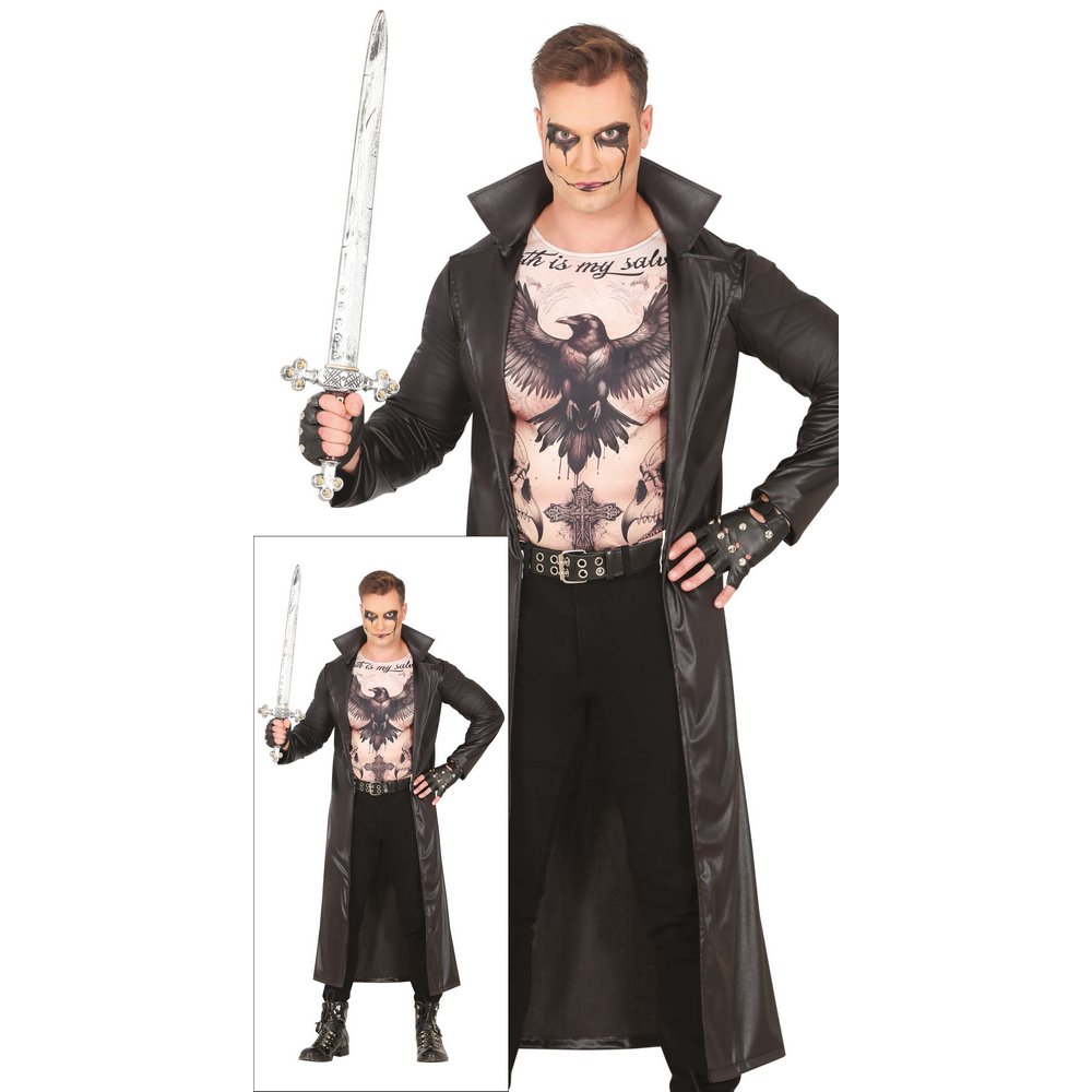 Gótikus Vadász Férfi Jelmez Halloweenre, L (52-54), Fekete