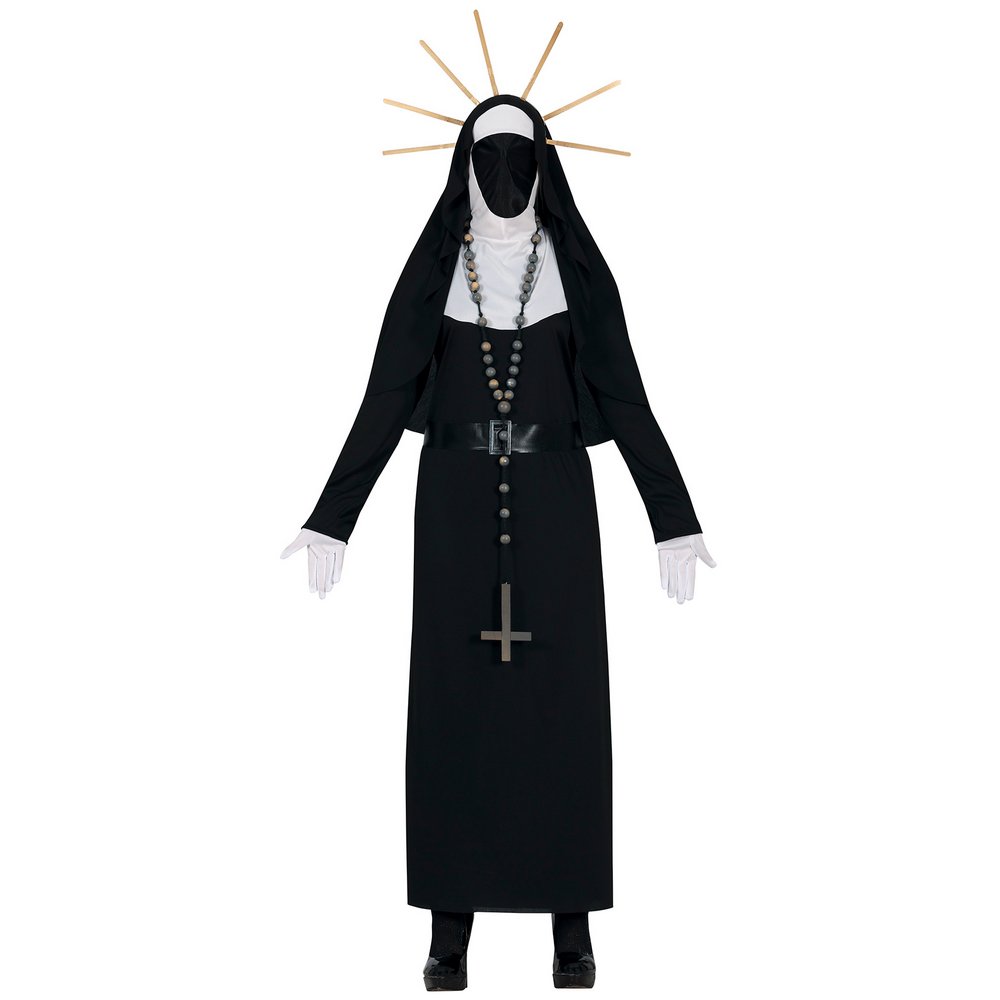 Halál Apáca Női Jelmez Halloweenre, M (38-40), Fekete, Fehér
