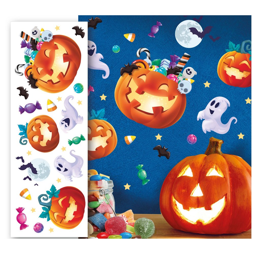 Halloween Fali Sziluett Matrica Dekoráció, 25x70 cm
