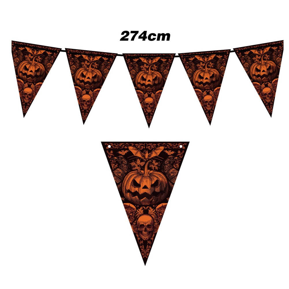 Halloween Füzér, Narancs-Fekete, 274 cm
