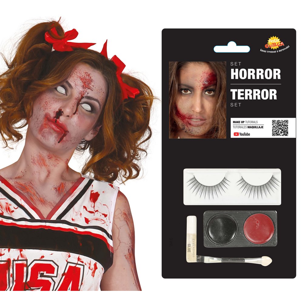Halloween Horror Smink Szett Műszempillával és Ecsettel