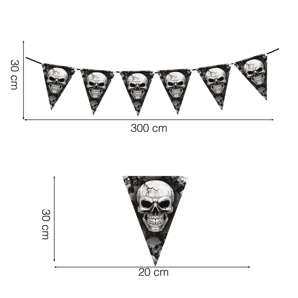 Halloween Koponyás Füzér Dekoráció, 300 cm