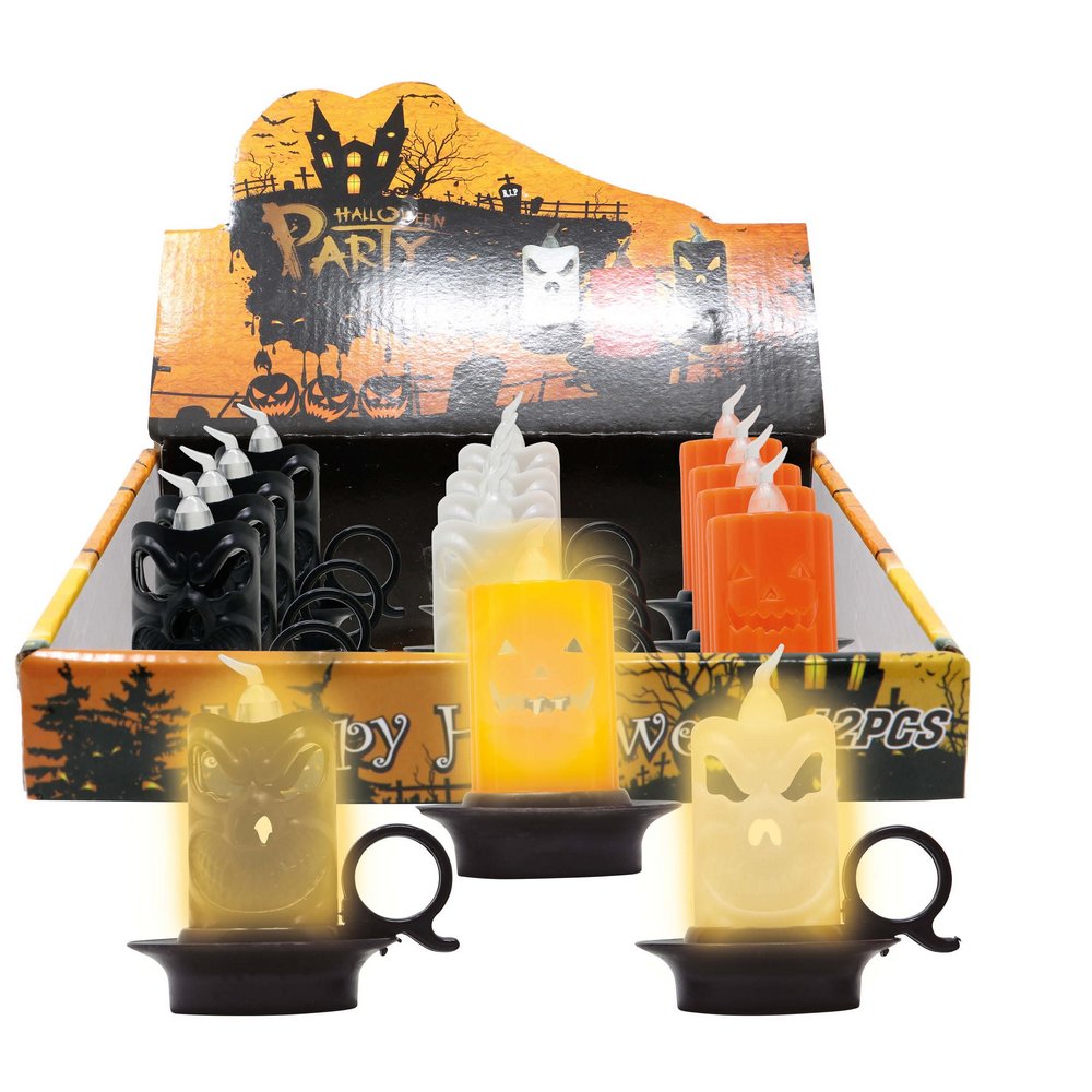 Halloween LED Gyertya Szett, 12 darabos, 7x8 cm