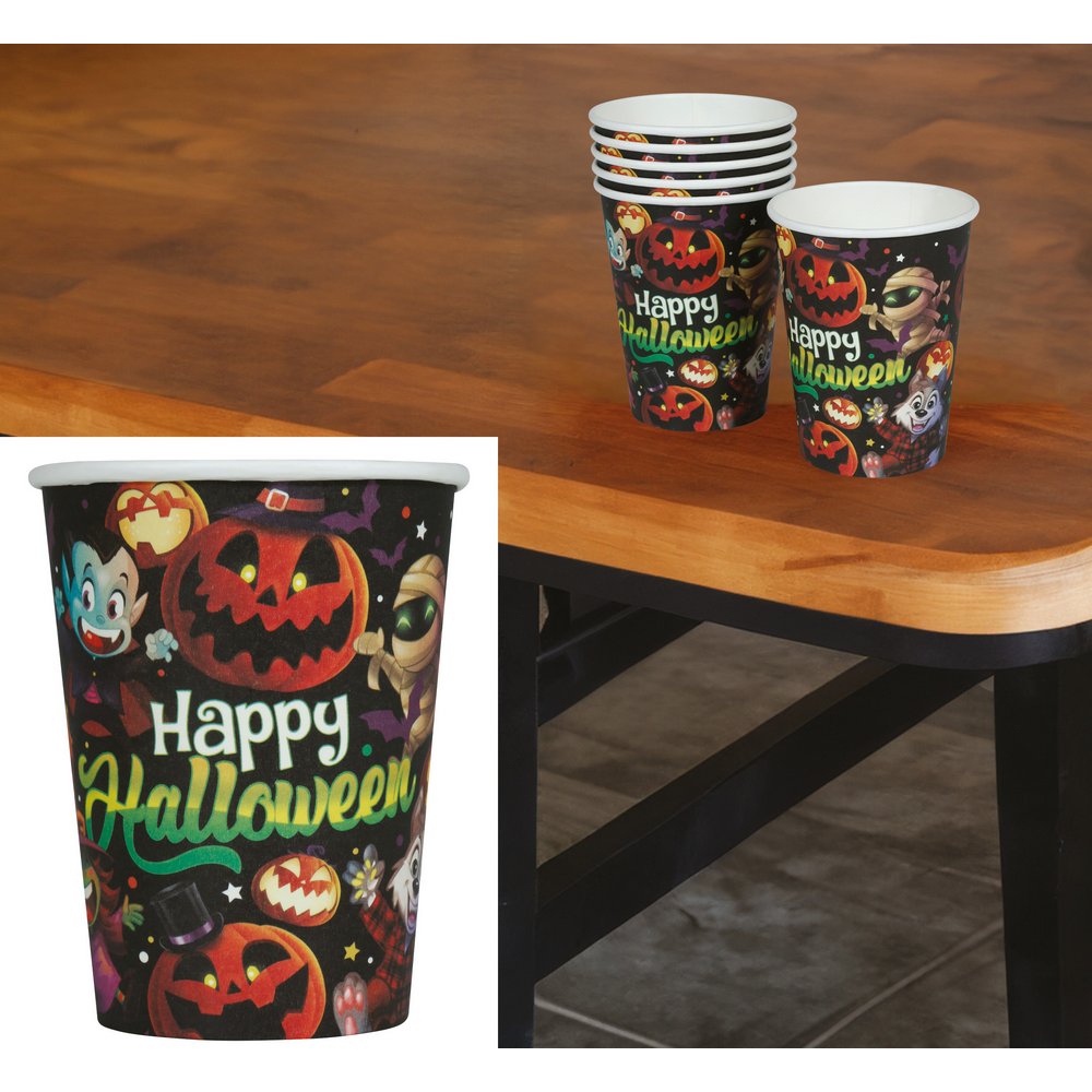 Halloween Minta Papír Pohár Szett, 6 darab, 240 ml, 9 cm