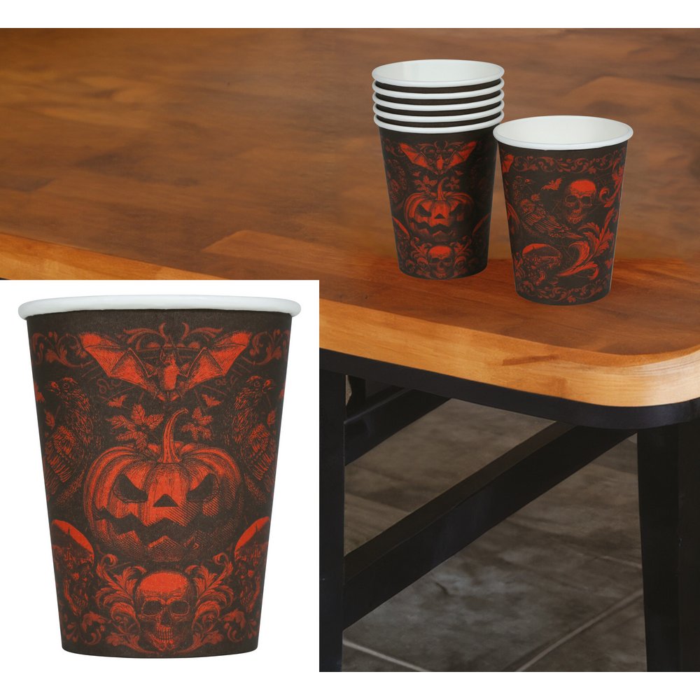 Halloween Mintás Papír Pohár Szett, 6 db, 240 ml, 9 cm