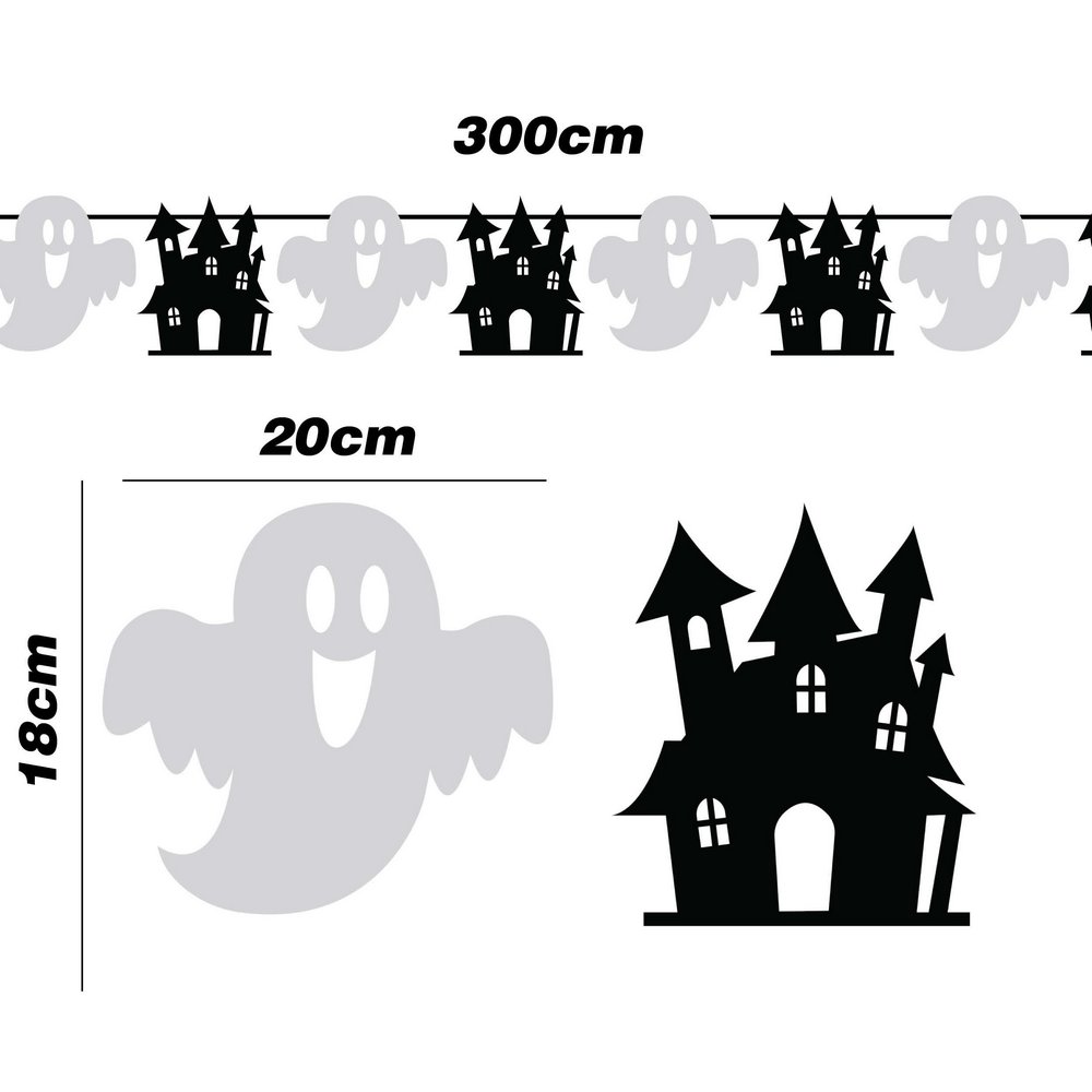 Halloween Szellem és Kísértetkastély Girland, 300 cm