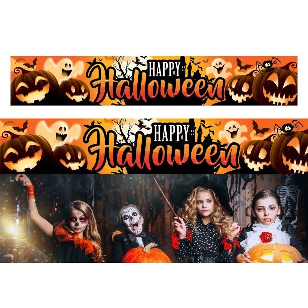 Halloween Textil Transzparens Fali Dekoráció, 290x50 cm