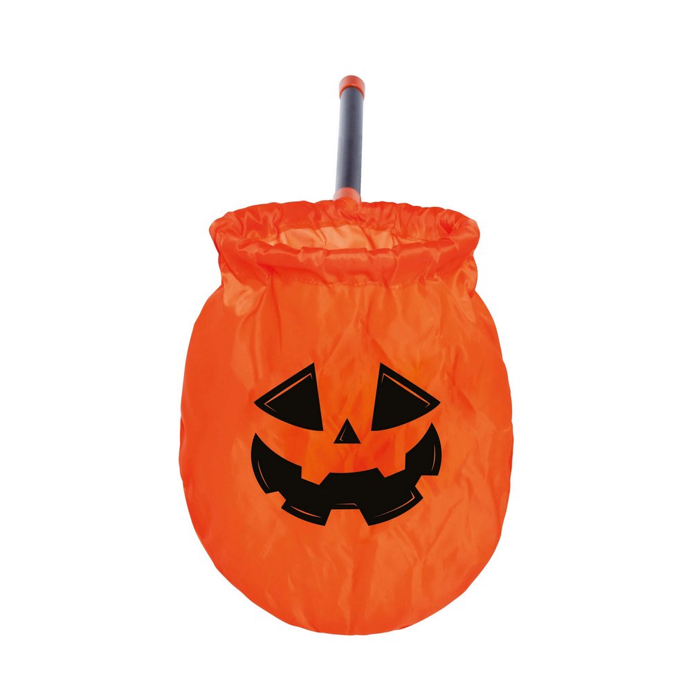 Halloween Tök Cukorkagyűjtő Zsák Nyéllel, 50 cm