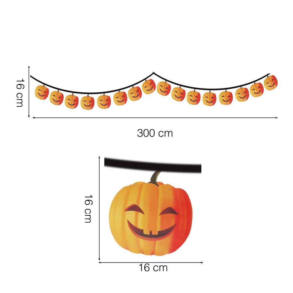 Halloween Tök Füzér, 300 cm