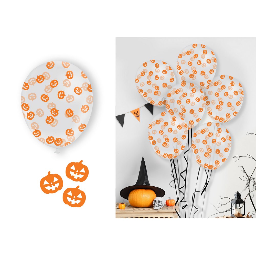 Halloween Tök Konfettis Léggömb Szett, 10 db