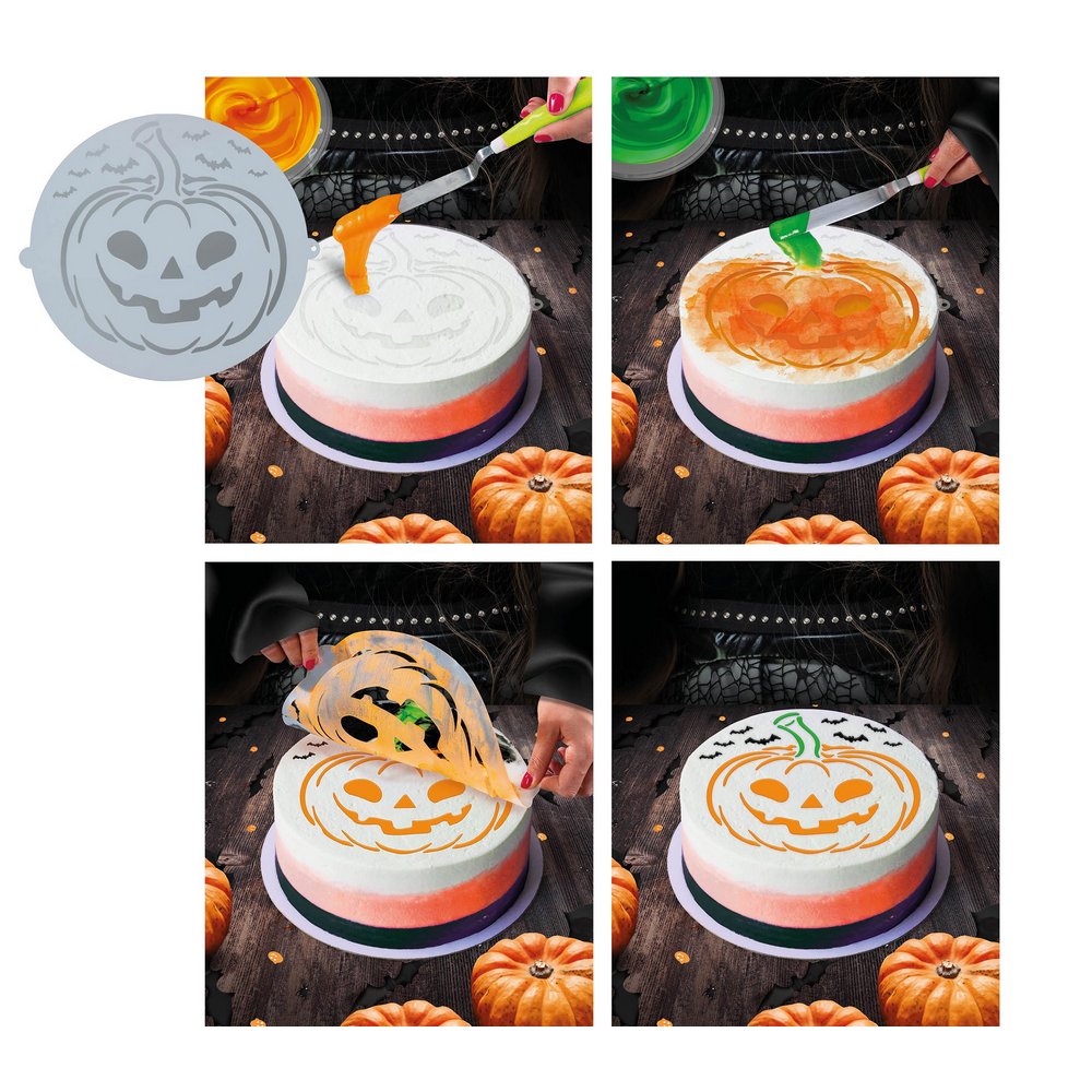 Halloween Töklámpás Torta Díszítő Stencil, 25 cm