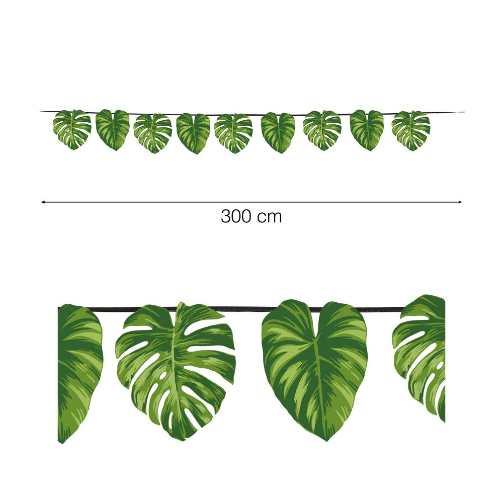 Hawai Levél Füzér Partidekorációra, 15 db, 300 cm