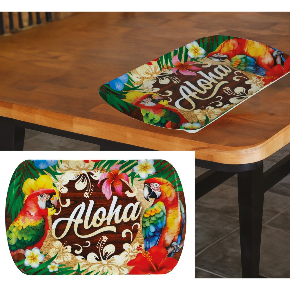 Hawaii Tematikájú Műanyag Tálca, 39x24 cm